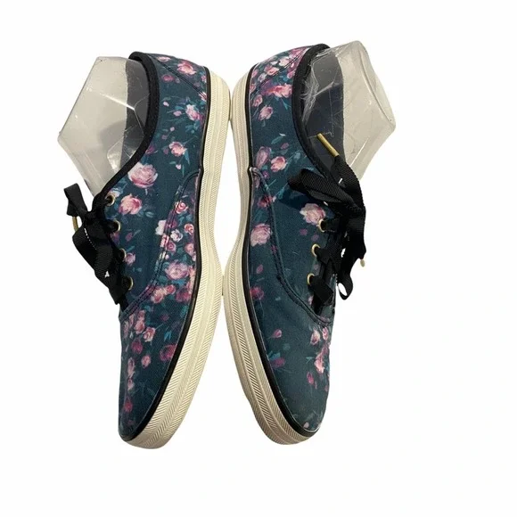 Keds Sneaker Canvas Blue With Pink Roses Floral Size 9.5 - Picture 3 of 6